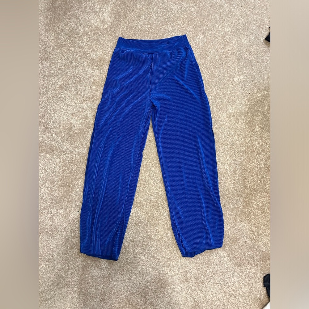 Wide leg blue dress pants